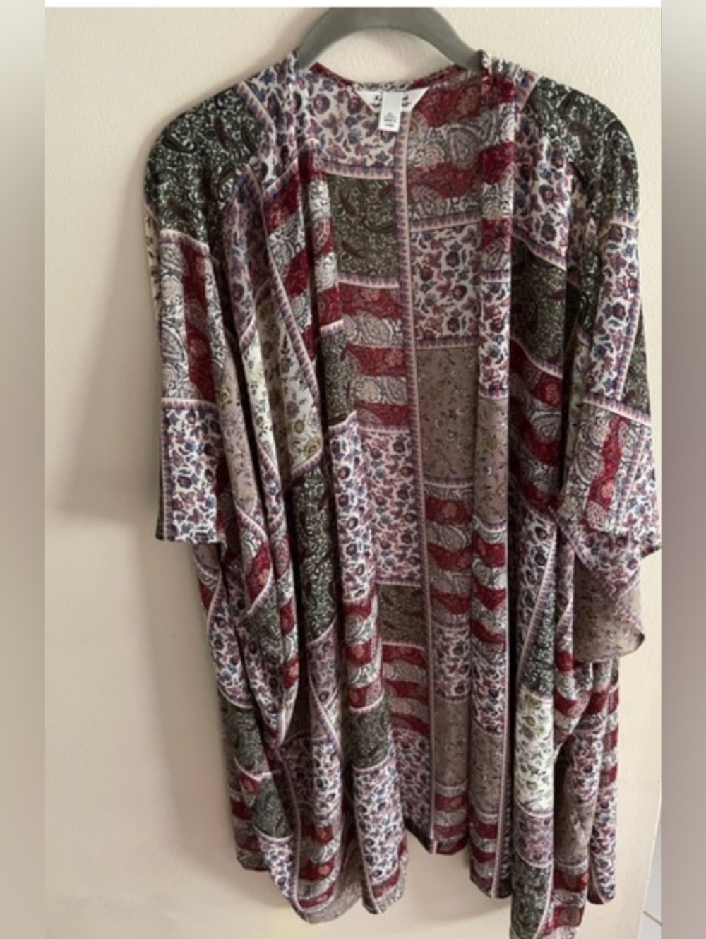 krazy kat Pink and Blue Floral Patchwork Kimono